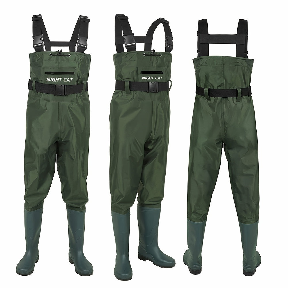Night Cat Unisex Wading Pants Stockings Chest Waders with Boot Leg Straps Breathable And Lightweight for Fishing, Hunting, Farms Etc., Size 6-12.5