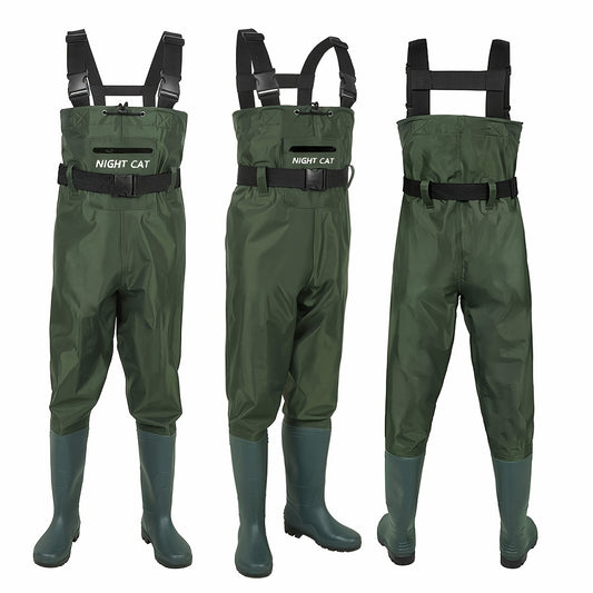 Night Cat Unisex Wading Pants Stockings Chest Waders with Boot Leg Straps Breathable And Lightweight for Fishing, Hunting, Farms Etc., Size 6-12.5