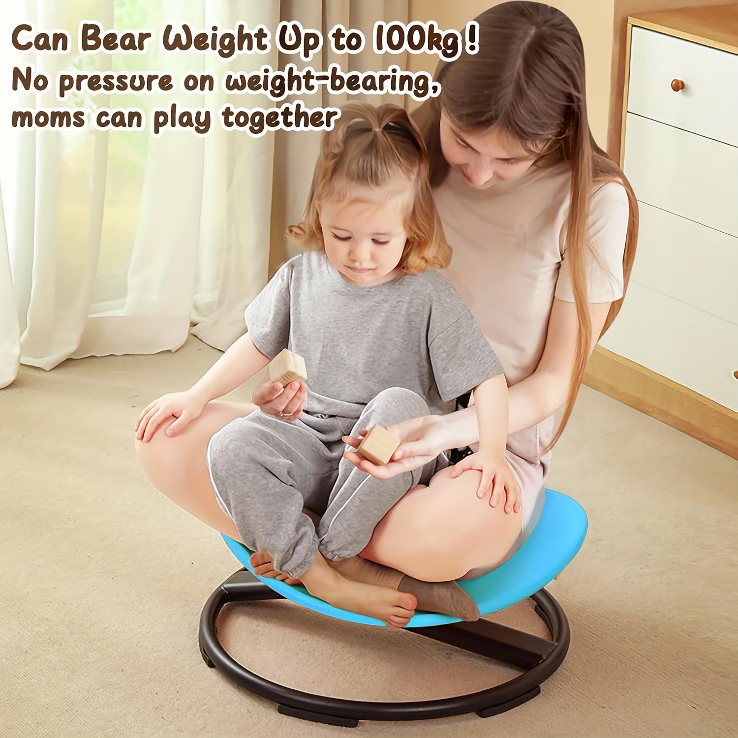 Rotating Rocking Chair for Kids: A Sensory Seat Crafted to Enhance Body Coordination, Requiring No Assembly, with a Non-Slip Feature That Is Perfect for Children with Autism - Great for Interactive Playtime Between Mothers And Their Children