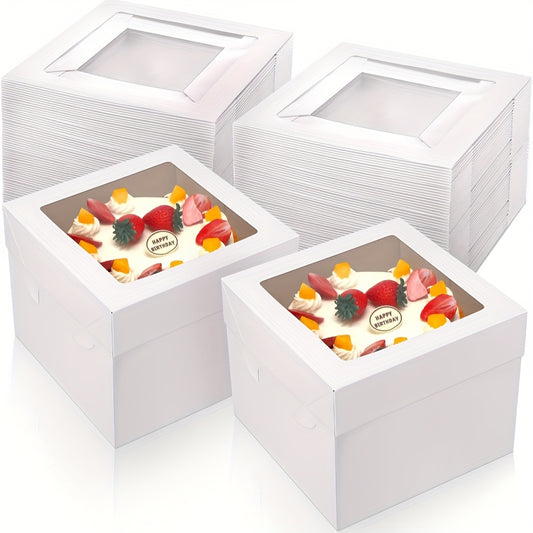 White Cake Boxes 20.32cm 25.4cm 30.48cm Window Face Tall Wedding Cake Boxes 10pcs 350GSM