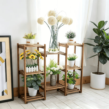 8-Tier Large Wooden Plant Stand, Rustic Multi-Tiered Display Rack for Indoor & Outdoor - Ideal for Potted Flowers, Greenery, Bookshelf - Perfect for Home Garden, Balcony, Living Room Decor