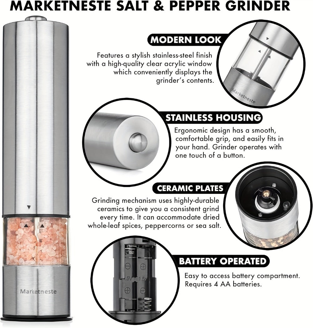 Battery-Powered Salt and Pepper Grinder Set detail view 14 for Australian shoppers