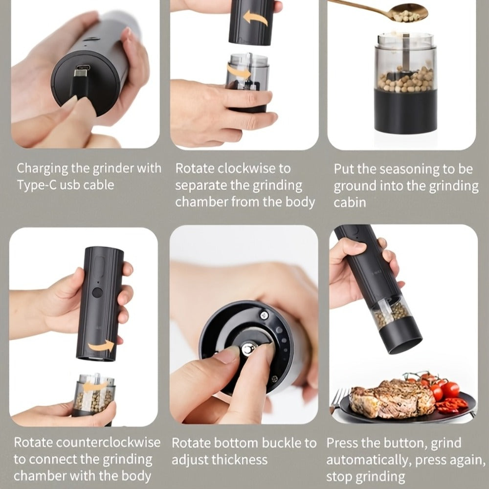 2pcs Rechargeable Salt and Pepper Grinder Set - kitchen and – product detail angle