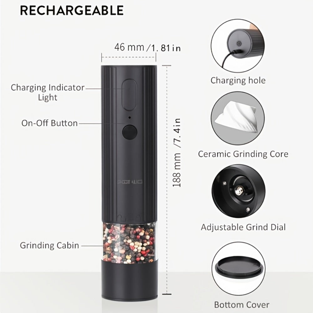 2pcs Rechargeable Salt and Pepper Grinder Set - kitchen and – design and construction details