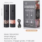 Rechargeable Salt and Pepper Grinder Set detail view 3 for Australian shoppers