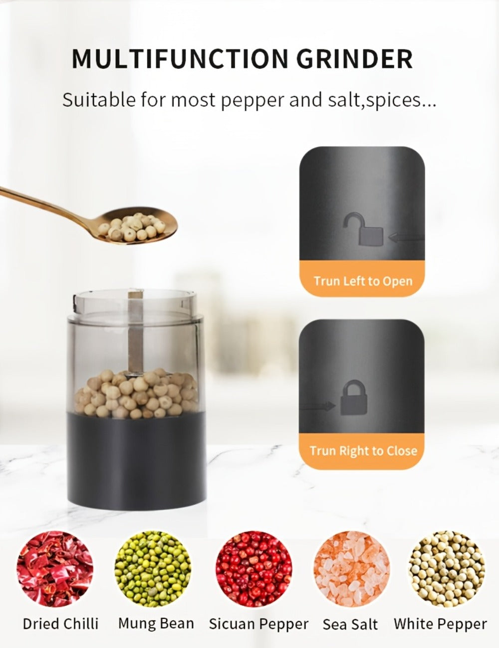 2pcs Rechargeable Salt and Pepper Grinder Set - kitchen and – additional product view 9