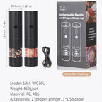 2pcs Rechargeable Salt and Pepper Grinder Set - kitchen and – close-up product details