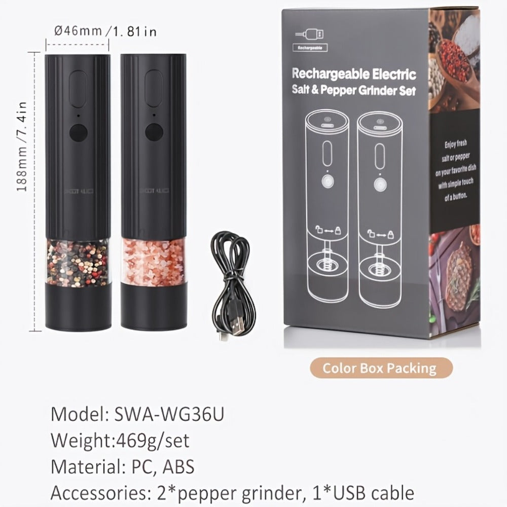 2pcs Rechargeable Salt and Pepper Grinder Set - kitchen and – close-up product details