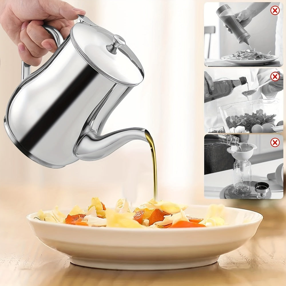 2pcs Stainless Steel Oil Strainer Pot Set - kitchen oil storage and – alternate design view