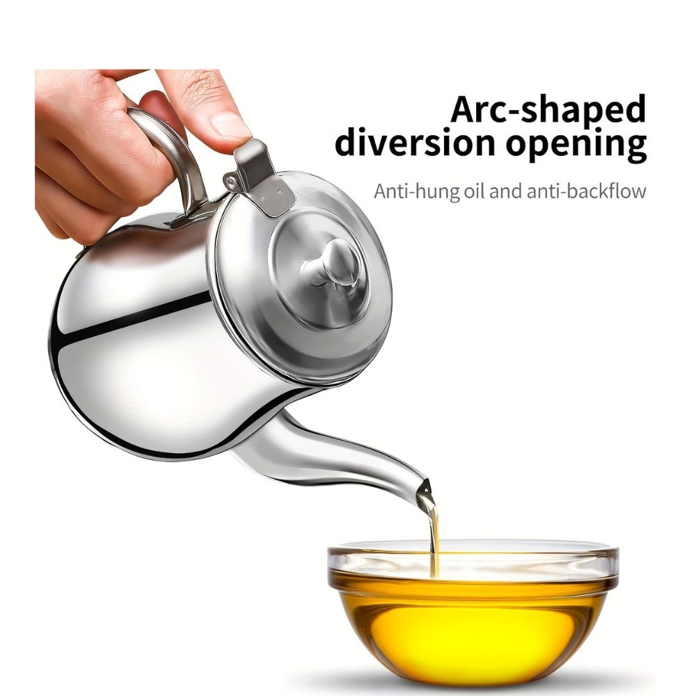 2pcs Stainless Steel Oil Strainer Pot Set - kitchen oil storage and – alternate product view
