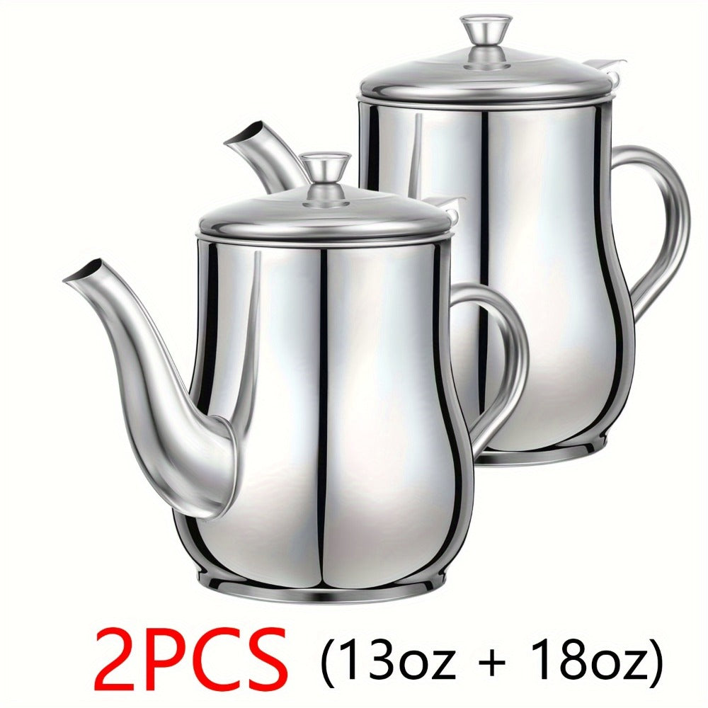 2pcs Stainless Steel Oil Strainer Pot Set - kitchen oil storage and – close-up product details