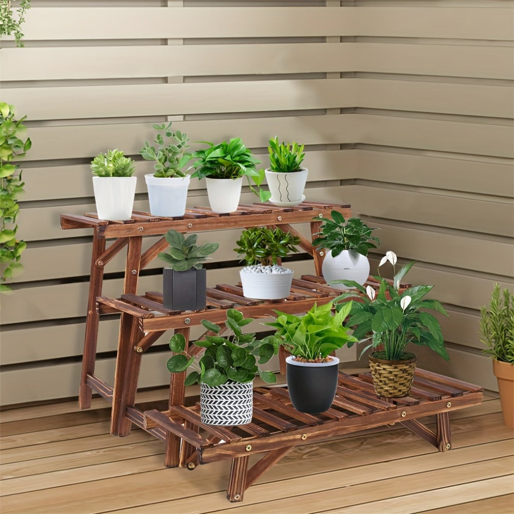 3-Piece Wood Plant Stand – Patio Balcony Display – additional product view