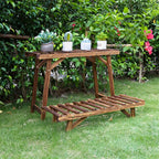 3-Piece Wood Plant Stand – Patio Balcony Display – alternate design view