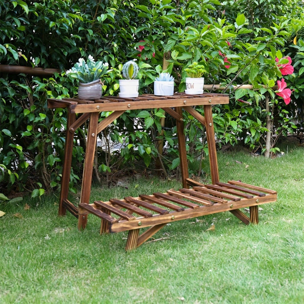 3-Piece Wood Plant Stand – Patio Balcony Display – alternate design view