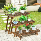 3-Piece Wood Plant Stand – Patio Balcony Display – alternate product view