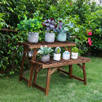 3-Piece Wood Plant Stand – Patio Balcony Display – product detail angle