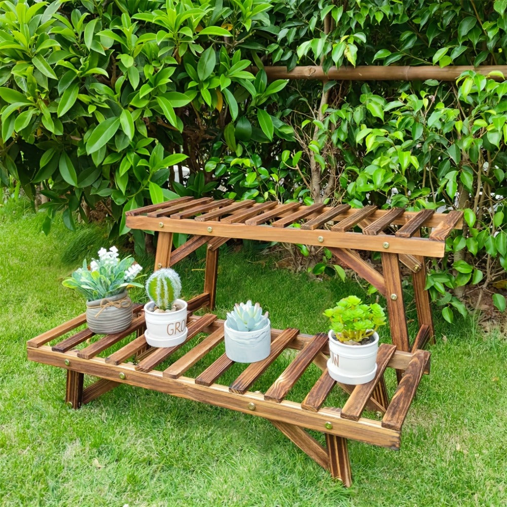 3-Piece Wood Plant Stand – Patio Balcony Display – additional product view 9