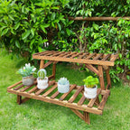 3-Piece Wood Plant Stand – Patio Balcony Display – additional product view 9
