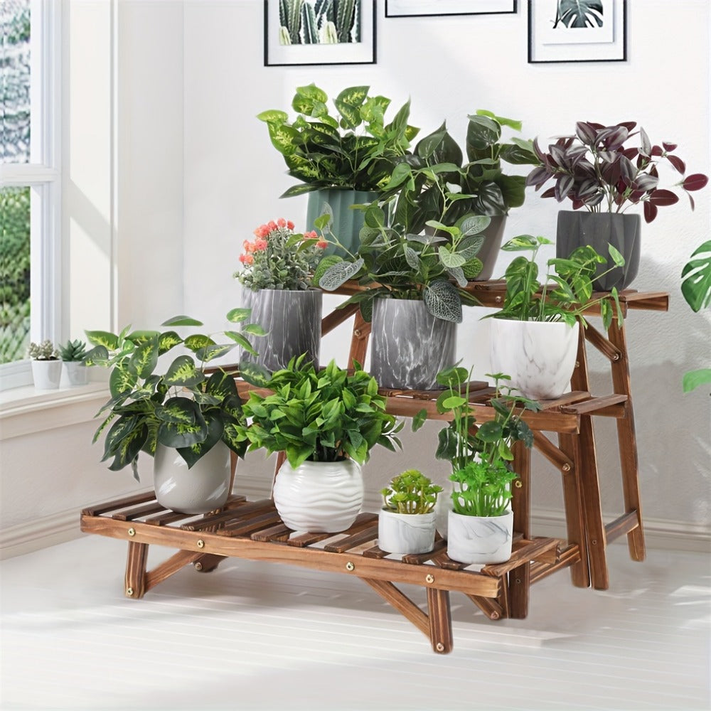 3-Piece Wood Plant Stand – Patio Balcony Display – feature reference