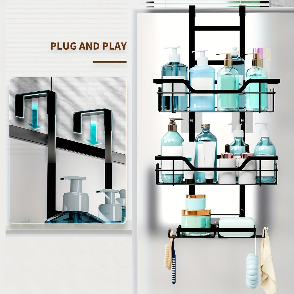 3-Tier Over-the-Door Shower Caddy – Rustproof Bathroom Organiser – alternate product view