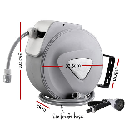 Water Hose Reel 20M Retractable Auto Rewind Spray Gun Garden