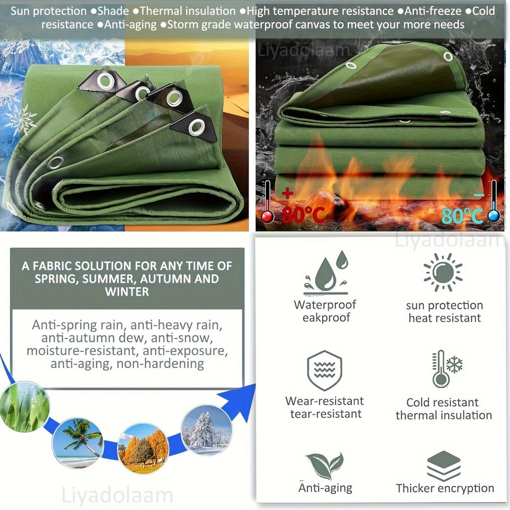 Heavy Duty Waterproof & UV-Resistant Canvas Tarpaulin - All-Weatherproof Outdoor Cover with Reinforced Corners, Large Heavy-Duty Tarp for Camping, Construction, Agriculture - Available in 2x3m, 3x3m, 3x4m, 4x6m, 10m - Includes Bonus Nylon Rope - Ide