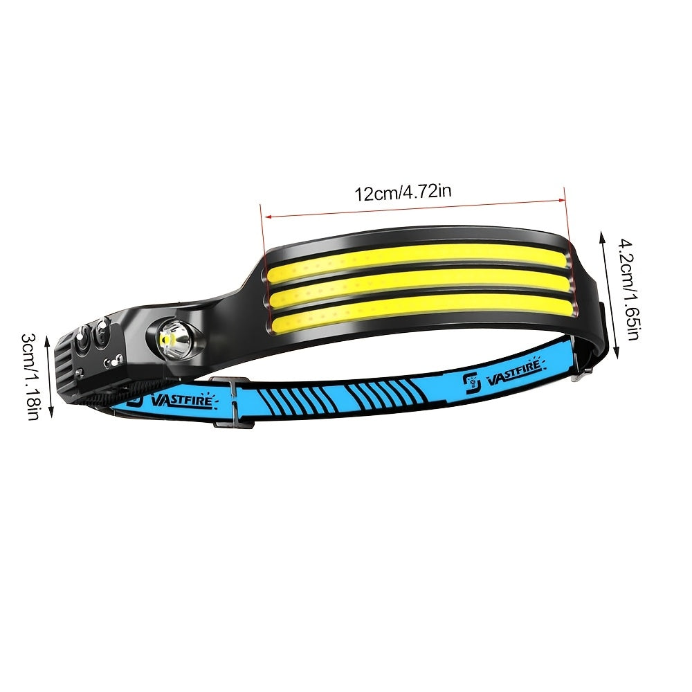 3pcs Outdoor Sensing LED Headlights, USB Rechargeable COB Headlights, Suitable for Outdoor Hunting, Nighttime Cycling, Nighttime Fishing, Camping, Exploration, Daily Activities And Other Outdoor Scenarios