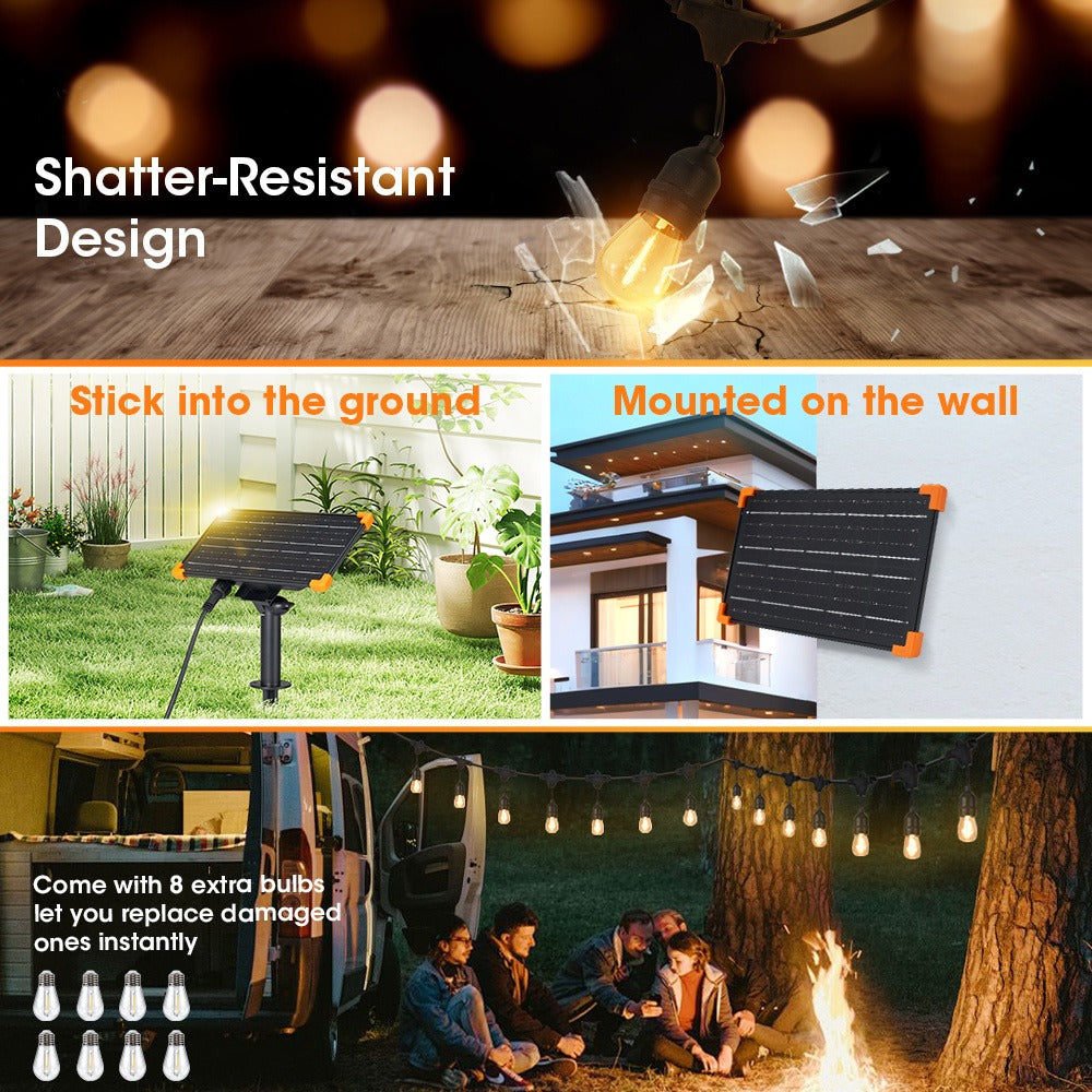 30m Solar Festoon Lights - 30 Bulbs and 8 Lighting Modes – alternate design view