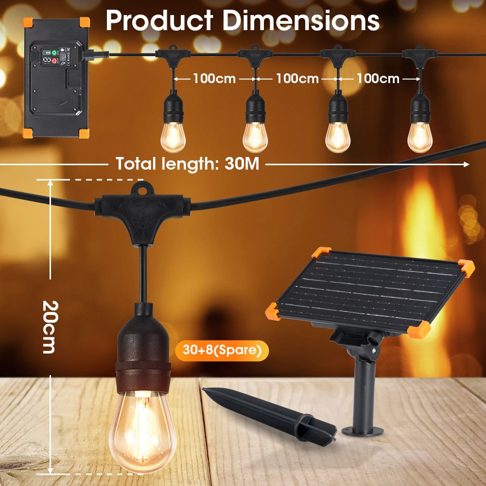 30m Solar Festoon Lights - 30 Bulbs and 8 Lighting Modes – additional product view 10