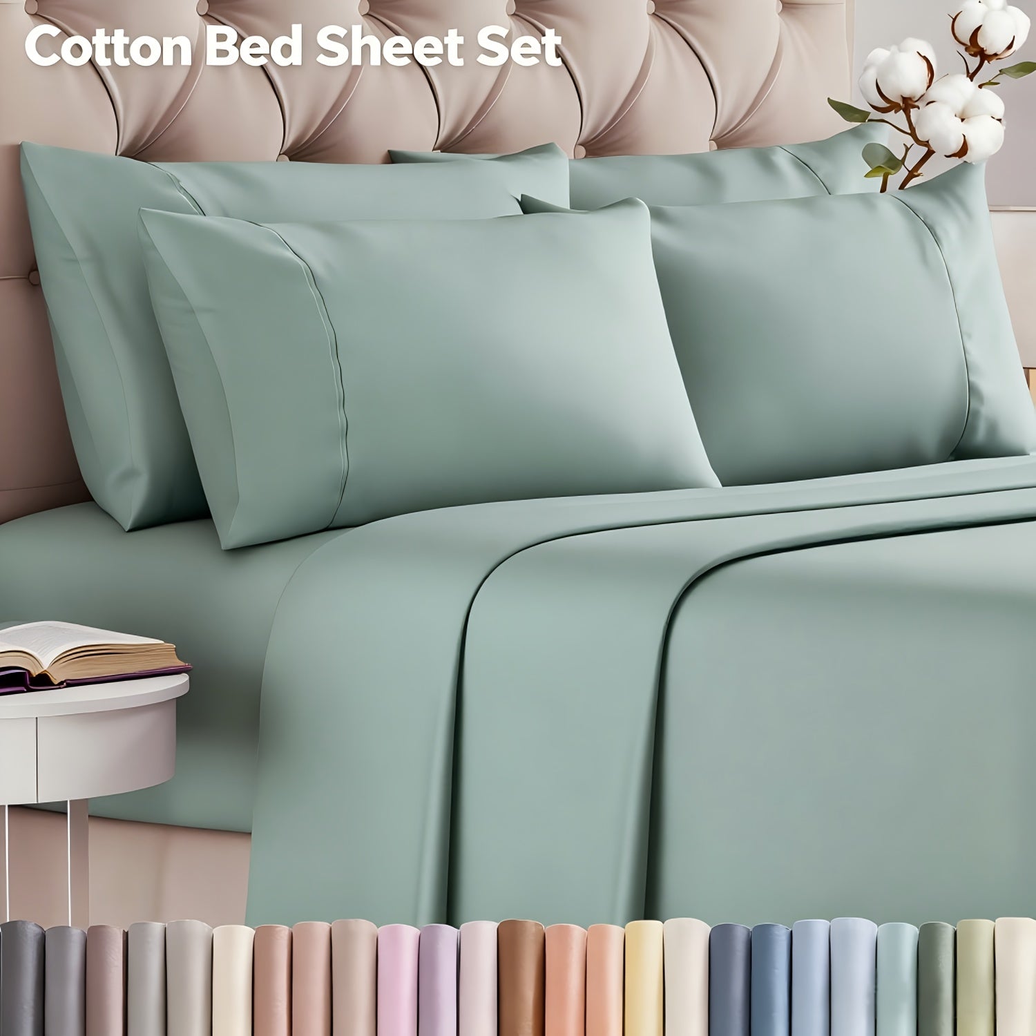 12-Colour 2200Tc Bed Sheet Set – 4pcs, Deep Pocket – additional product view 33