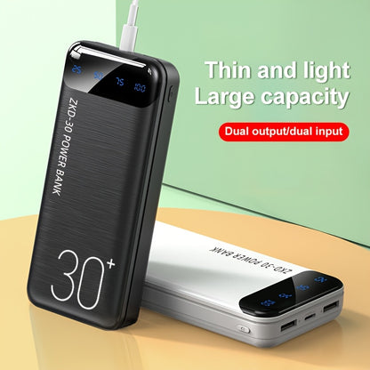 30000mAh Portable Power Bank with LED Screen, 1 USB-C/1 Mirco USB/2 USB Ports, Dual Input, Lightweight And Compact for All Mobile Phones - Travel, Outdoor Emergency Battery Pack, Perfect Gift, Outdoor Charging Station, Fashionable Device Design, Large Cap