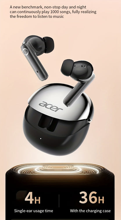 [Acer Official Authentic] In-Ear Design | TWS Wireless Headset | Stereo | Heavy Bass | Low Latency | Comfortable Wearing (Study/Business/Sports/Running/Fitness) | Portable Design | Multi-Device Compatible (Mobile Phone/Tablet/Laptop) | Recommended f