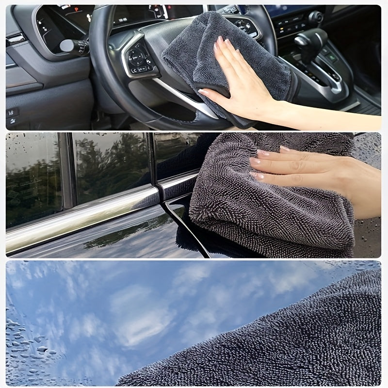 5pcs Ultra-Soft Microfiber Cleaning Cloths - Lint-Free, Multi-Purpose Kitchen & Bath Towels for Car Detailing, Polishing, and Household Cleaning, Textured Surface Cloth | Absorbent Fabric