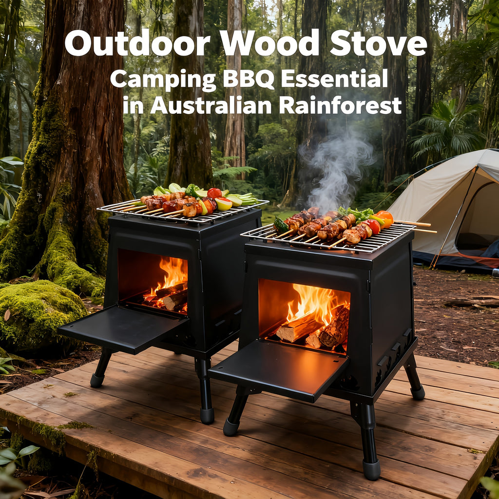 Portable Folding Camping Stove | Durable Powder Coated Plastic, Multi-Purpose for Outdoor Barbecue, Boiling Water, Cooking, No Lighter Device Included