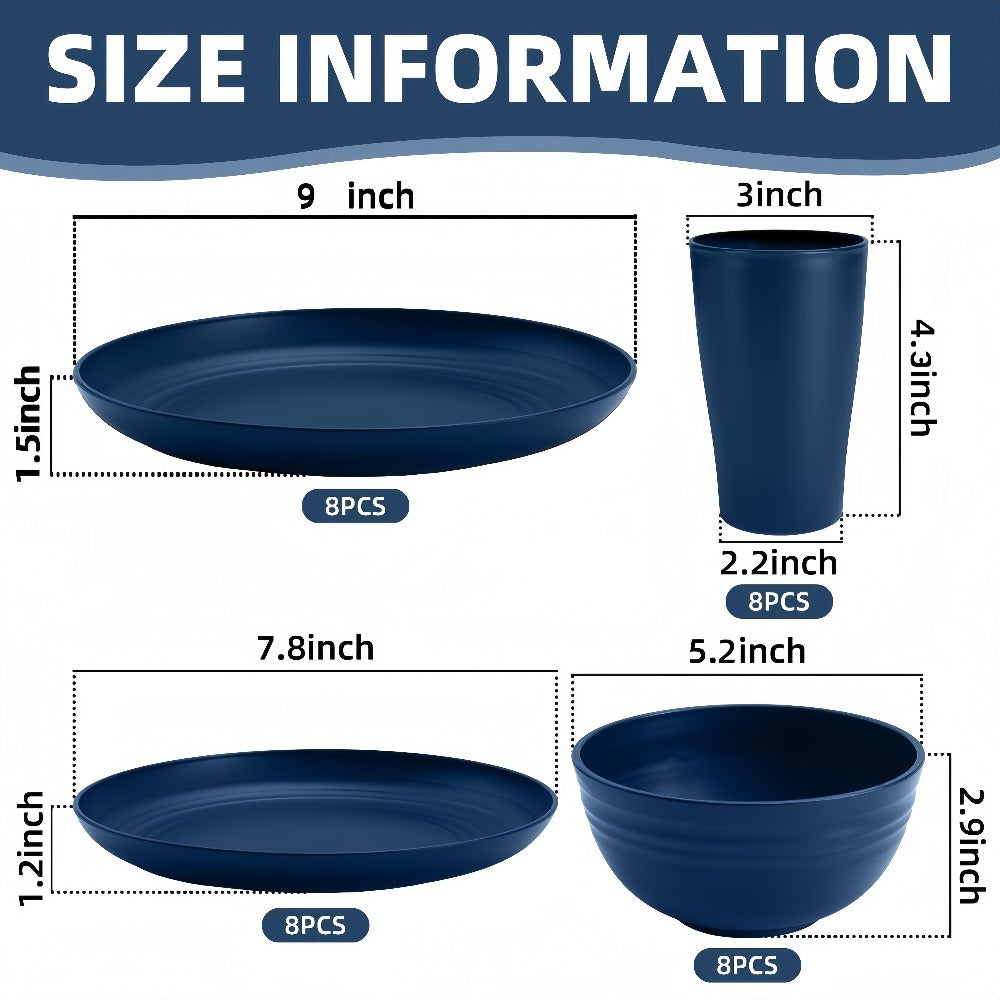 32pcs Lightweight Unbreakable Tableware Set - daily meals, camping – feature reference