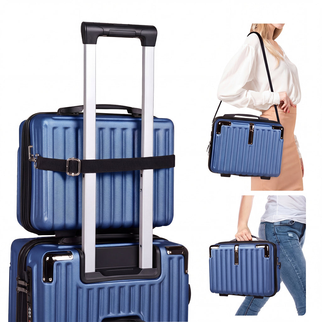 Advwin 2pcs Luggage Set (20+14 Inch), Carry On Hardshell Luggage with Power Bank Pocket, Cup Holder, 360° Wheels for Travel