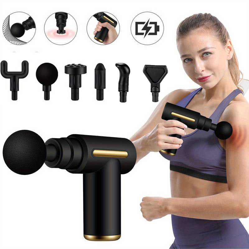 1pc 6-Speed Massage Gun, Deep Tissue Muscle Handheld Percussion Massager for Body, Back And Neck, Ultra Compact Elegant Design, High Torque Powered, Thanksgiving Gift for Dad/Mom Green/Black