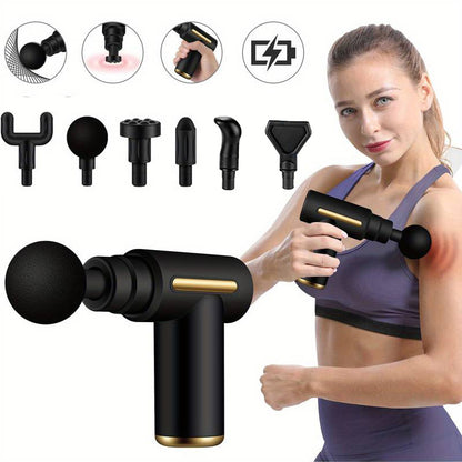 1pc 6-Speed Massage Gun, Deep Tissue Muscle Handheld Percussion Massager for Body, Back And Neck, Ultra Compact Elegant Design, High Torque Powered, Thanksgiving Gift for Dad/Mom Green/Black