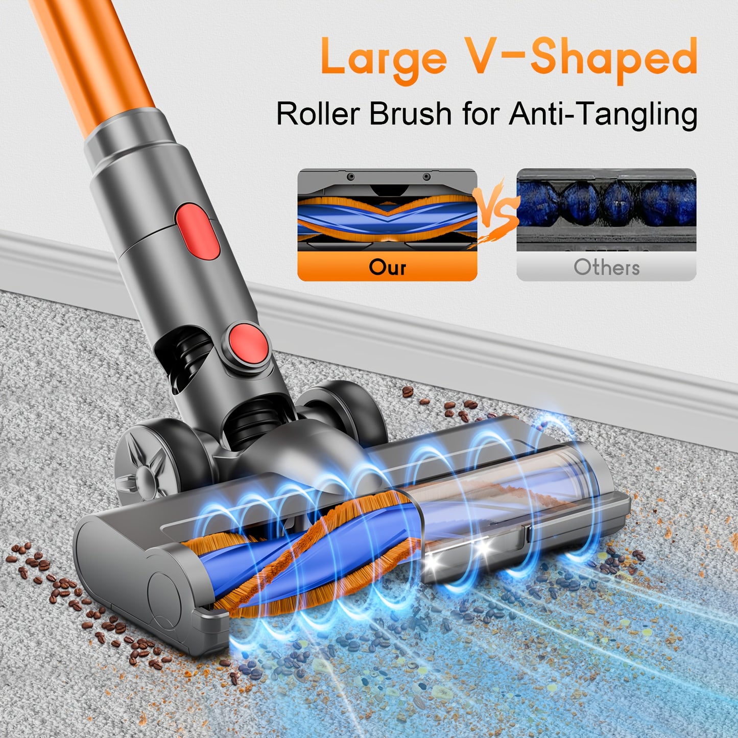 Cordless Lightweight Vacuum Cleaner MAX 70KPa Anti-tangle Brush, Multiple Suction Levels, And A Long Battery Life Of Up To 45 Minutes, Suitable For Carpets, Pet Hair, And Hardwood Floors