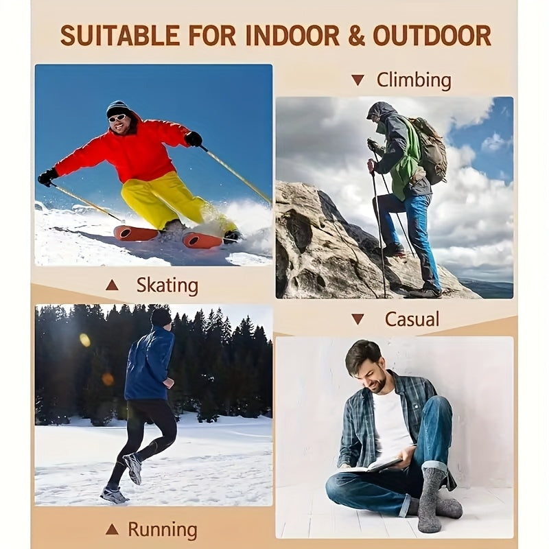 5 Pairs of Men'S Merino Wool Socks, Warm Wool Hiking Socks Extra Thick Winter Crew Socks for Valentine'S Day Gifts, Gifts (US Sizes 7-13)
