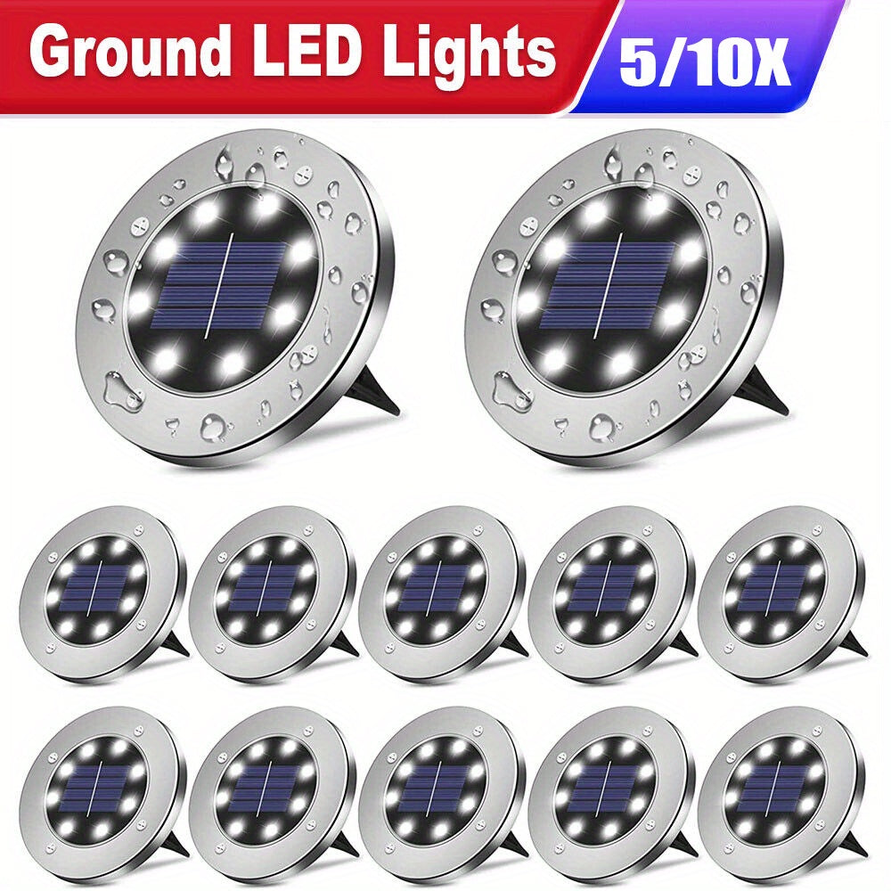 Solar Buried Lights 5-10x 8LED 5/10pcs, Outdoor Courtyard Lights, Plug-in Ground Lights, Garden Layout, Villa Decoration Lighting, Landscape Lawn Lights