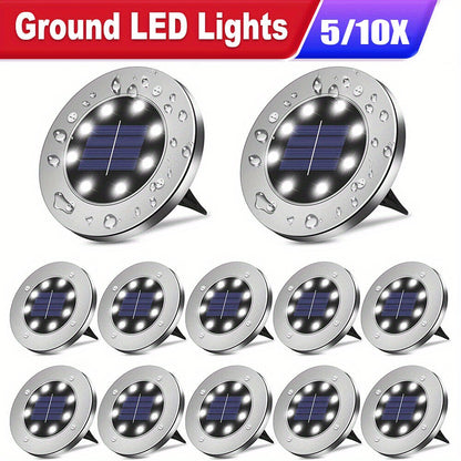 Solar Buried Lights 5-10x 8LED 5/10pcs, Outdoor Courtyard Lights, Plug-in Ground Lights, Garden Layout, Villa Decoration Lighting, Landscape Lawn Lights