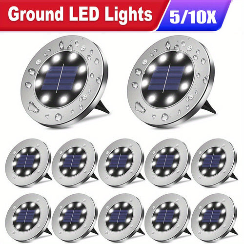 Solar Buried Lights 5-10x 8LED 5/10pcs, Outdoor Courtyard Lights, Plug-in Ground Lights, Garden Layout, Villa Decoration Lighting, Landscape Lawn Lights