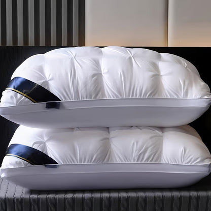2pcs Luxury Hotel Pillows Suitable for Deep Sleep & All-Season Use - Queen/King Size Bed Pillows with Heavy-Duty Non-Collapse High Core, Machine Washable Microfiber Filling, Suitable for & Hotel Use, Multi-Position Bedding,