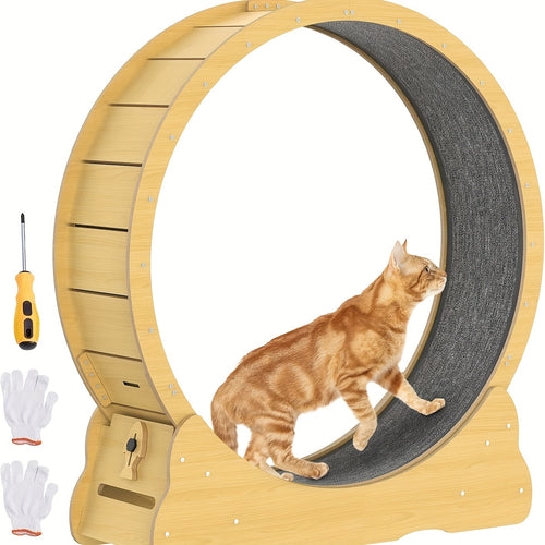 Advwin Cat Exercise Wheel, Large Cat Treadmill Wheel Indoor Cat Running Wheel 90cm, Wooden Cat Wheel Exercise Wheel For Running/Walking/Training Suitable For Most Cats