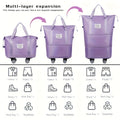 Expandable Large Capacity Rolling Travel Bag, Detachable 4-Wheeled Luggage with Backpack Straps, 3-Tier Expandable Duffel Bag for Travel, Maternity & Business Trips Rolling Travel Duffel Bag Large Capacity Check-in Bag Perfect for Maternity & Travel
