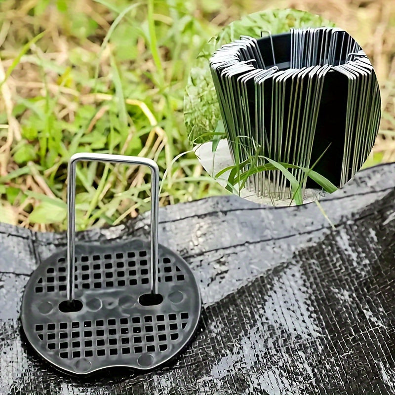 100/200pcs Heavy-Duty U-Shaped Tent Stakes with Washers - Ideal for Outdoor Tents, Gardening Fabric, Landscape Cloth, Weed Barrier, And Floor Nails