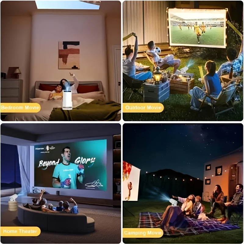 HY300 Projector Featuring WIFI 6 And Wireless, Enhanced Local 720P Resolution, 4K Support, Portable Design, Integrated Applications, Android System, Automatic Keystone Adjustment, Suitable for Laptops, Pcs, And Smartphones