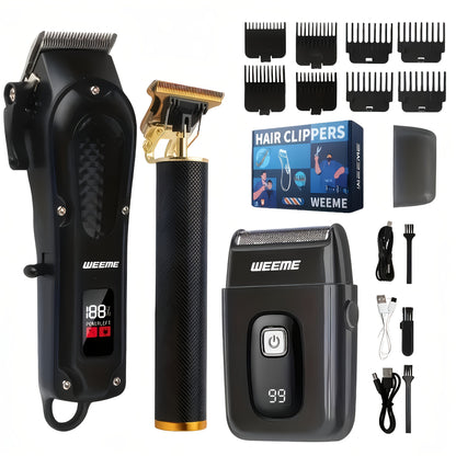 WEEME 1pc/3pcs/4pcs Men's Hair And Beard Grooming Kit, Professional Hair Clippers, Trimmer And Shaver, USB Rechargeable Clippers for Men, Suitable for Home Use, Travel, Ideal Father's Day Gift for Men.