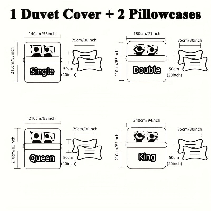 2D Flat 3pcs Cool Geometric Grid Plaid Checked Digital Printing Quilt Duvet Cover bedding, - Four Sizes (Single, Double, Queen, King) Includes 1 X Duvet Cover, 2 X Pillowcases, No Comforter Included, Dormitory/Bedroom Decorations, Local Warehouse